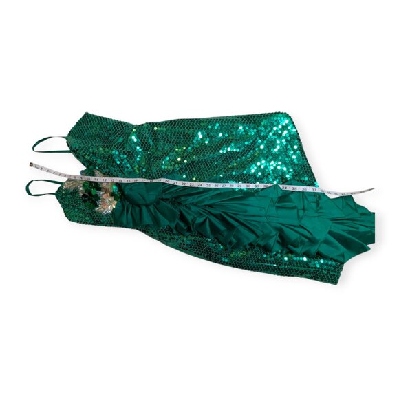 Vintage Alyce Designs Green Sequin Asymmetrical Dress Size 10 - Picture 14 of 16